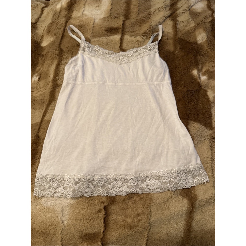 Vintage Y2K Elle Bella Swan Lace Babydoll Tank Top Size M White‎ Romantic Cami